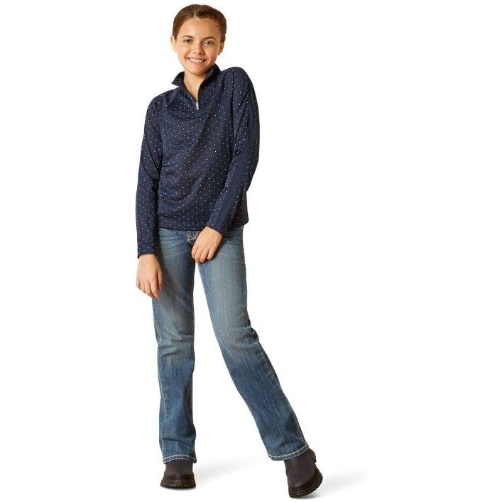 Ariat Junior Sunstopper 3.0 Long Sleeve Baselayer 10048922 - Navy Dot